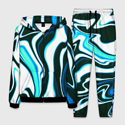 Мужской костюм Абстракция искажение белое с зелёным