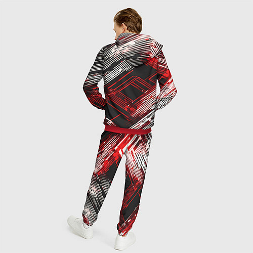 Мужской костюм Киберпанк линии белые и красные / 3D-Красный – фото 4