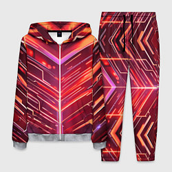 Костюм мужской Красные неон полосы киберпанк, цвет: 3D-меланж
