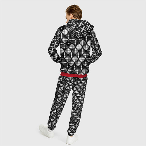 Мужской костюм Черно белый геометрический клетчатый узор / 3D-Красный – фото 4