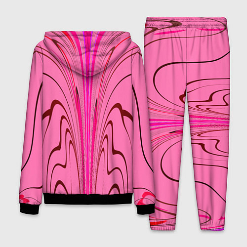 Мужской костюм Плавные линии на розовом фоне / 3D-Черный – фото 2