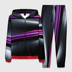 Костюм мужской Фиолетовые полосы на черном фоне, цвет: 3D-красный