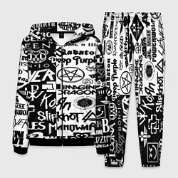 Костюм мужской Логотипы лучших групп черно белый, цвет: 3D-черный