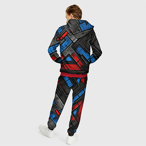 Мужской костюм Темная абстракция из геометрических фигур / 3D-Красный – фото 4