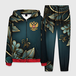 Костюм мужской Золотые листья и герб России, цвет: 3D-красный