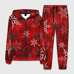 Костюм мужской Рождественские узоры снежинки, цвет: 3D-красный