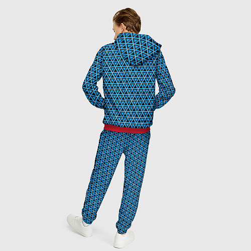 Мужской костюм Синие и чёрные треугольники / 3D-Красный – фото 4
