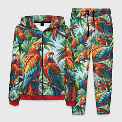 Костюм мужской Попугаи Ара - тропики джунгли, цвет: 3D-красный