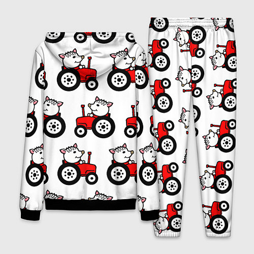 Мужской костюм Поросенок Пётр на красном тракторе / 3D-Черный – фото 2