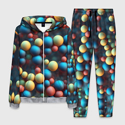 Костюм мужской Разноцветные шарики молекул, цвет: 3D-меланж