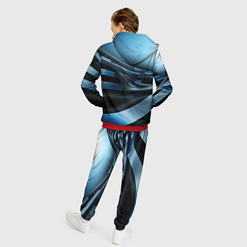 Мужской костюм Черно-синий абстрактный спортивный стиль / 3D-Красный – фото 4