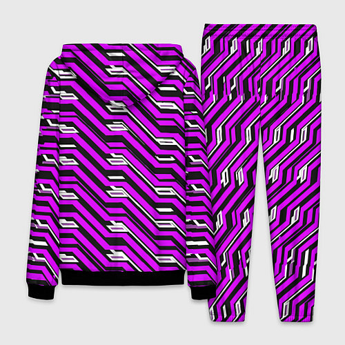 Мужской костюм Киберпанк узор фиолетовый и чёрный / 3D-Черный – фото 2