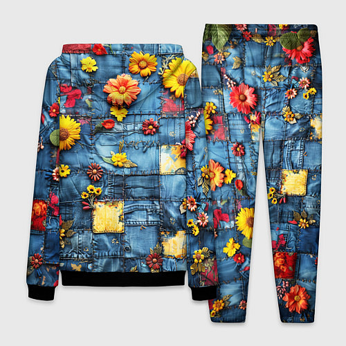Мужской костюм Подсолнухи на джинсах / 3D-Черный – фото 2