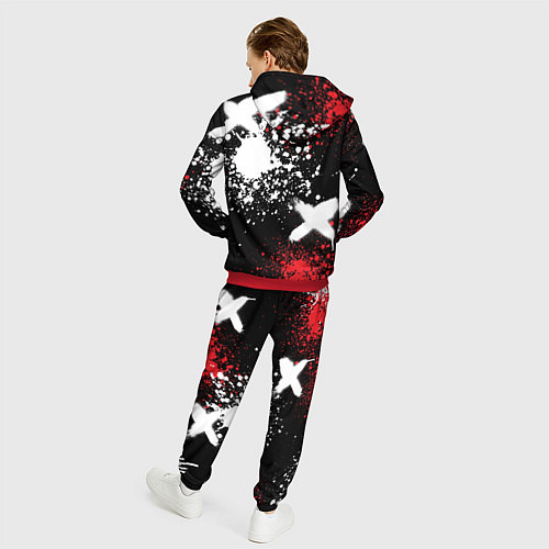 Мужской костюм Мерседес на фоне граффити и брызг красок / 3D-Красный – фото 4