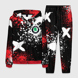 Мужской костюм Шкода на фоне граффити и брызг красок