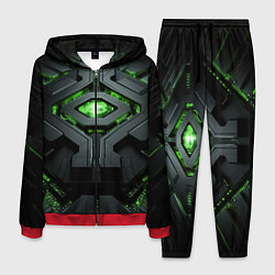 Мужской костюм Объемная абстрактная яркая зеленая фигура на черно