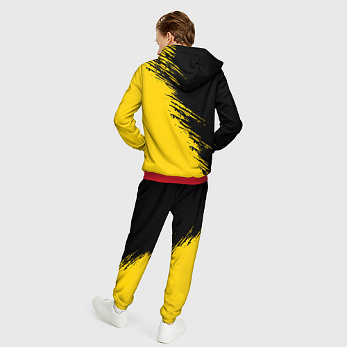 Мужской костюм Черные штрихи на желтом фоне / 3D-Красный – фото 4