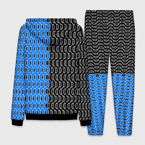 Мужской костюм Чёрно-синий паттерн с белой обводкой / 3D-Черный – фото 2