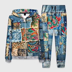 Костюм мужской Японские мотивы на дениме, цвет: 3D-меланж
