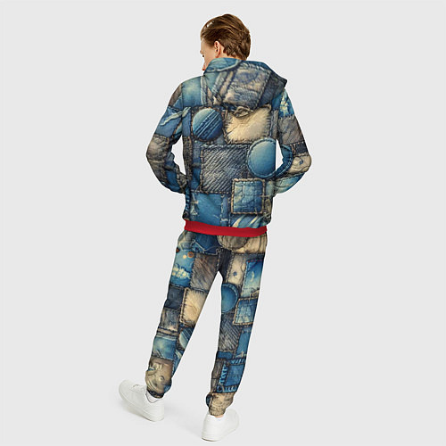 Мужской костюм Denim patchwork - ai art / 3D-Красный – фото 4