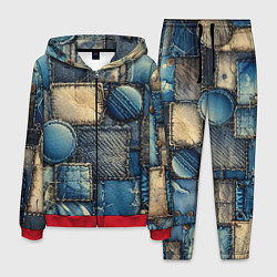 Костюм мужской Denim patchwork - ai art, цвет: 3D-красный