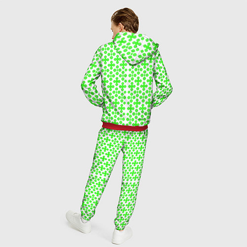 Мужской костюм Зелёные четырёхлистники на белом фоне / 3D-Красный – фото 4