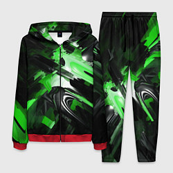 Костюм мужской Green dark abstract geometry style, цвет: 3D-красный