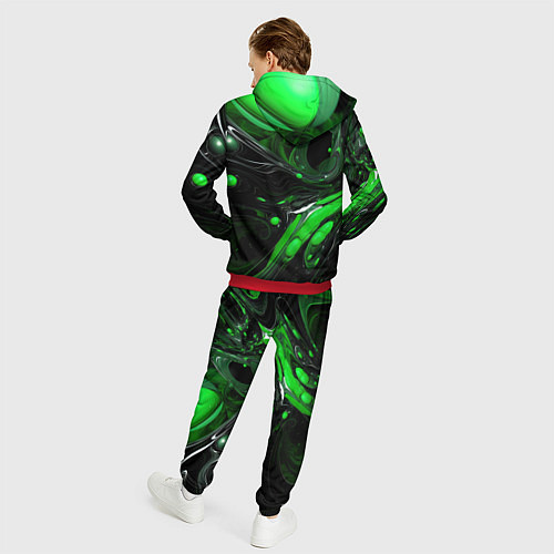 Мужской костюм Green dark abstract geometry style / 3D-Красный – фото 4