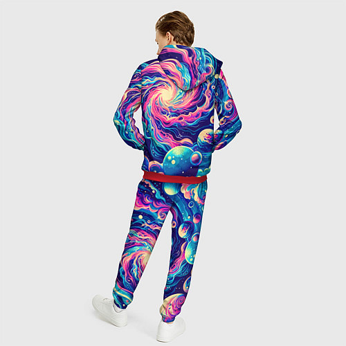 Мужской костюм Разноцветный бескрайний космос - нейросеть / 3D-Красный – фото 4