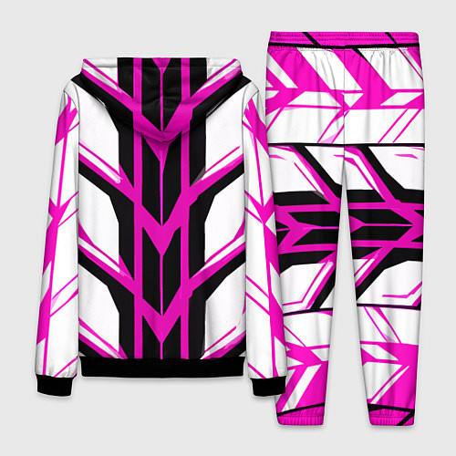 Мужской костюм Чёрно-розовые полосы на белом фоне / 3D-Черный – фото 2