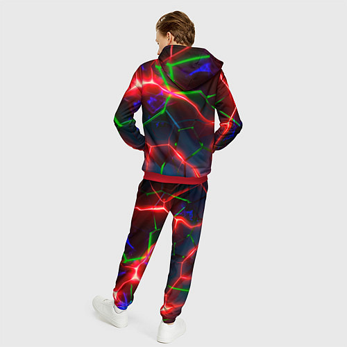 Мужской костюм Неоновые яркие зеленые плиты с красным светом / 3D-Красный – фото 4