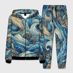 Костюм мужской Паттерн из перьев и джинсы - нейросеть, цвет: 3D-черный