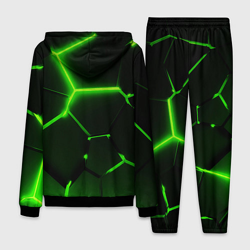 Мужской костюм Темные зеленые неоновые плиты в разломе / 3D-Черный – фото 2