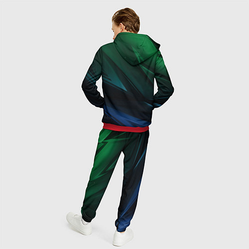 Мужской костюм Зелено-синие абстрактные объемные полосы / 3D-Красный – фото 4
