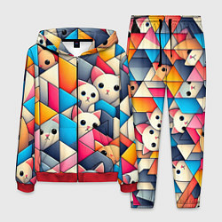 Костюм мужской Geometric pattern with kittens - ai art, цвет: 3D-красный