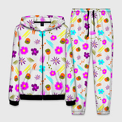 Костюм мужской Яркий цветочный узор-паттерн, цвет: 3D-черный