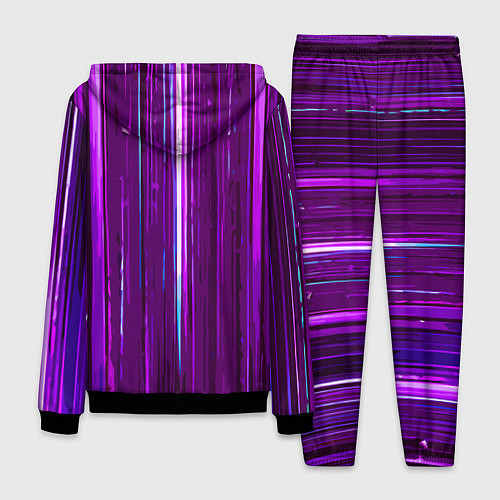 Мужской костюм Вертикальные фиолетовые линии на чёрном фоне / 3D-Черный – фото 2