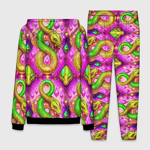 Мужской костюм Желто-зеленые змеи паттерн / 3D-Черный – фото 2
