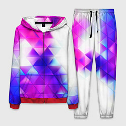 Костюм мужской Неоновые треугольники абстракция, цвет: 3D-красный