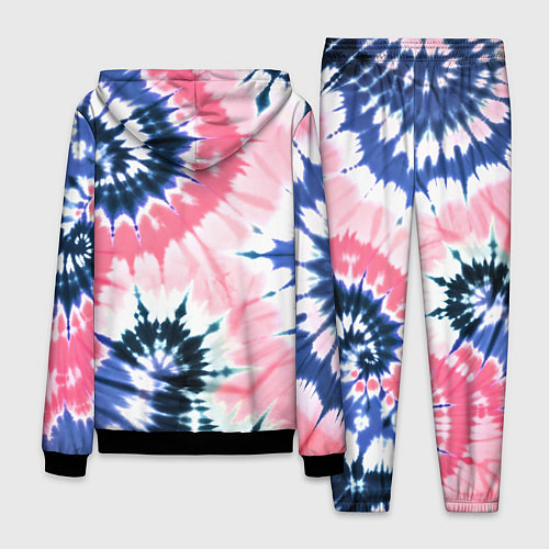 Мужской костюм Розово синий тай дай - разводы краски на белом фон / 3D-Черный – фото 2