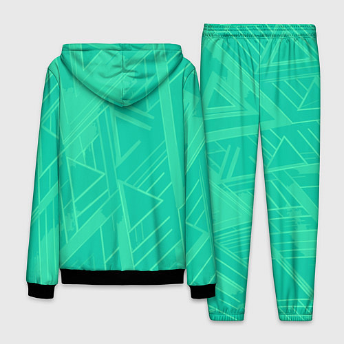 Мужской костюм Мятный зелёный однотонный геометричный / 3D-Черный – фото 2