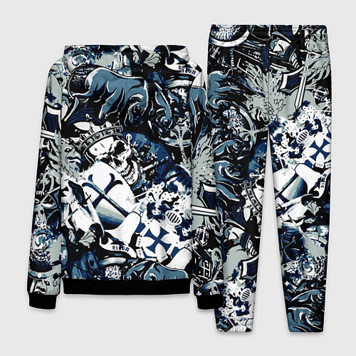 Мужской костюм Рыцари средневековья цербер и череп короля / 3D-Черный – фото 2