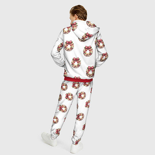 Мужской костюм Много новогодних пончиков с бантиком и ягодами / 3D-Красный – фото 4