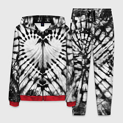Костюм мужской Абстрактное сердце - черно-белый тай-дай, цвет: 3D-красный