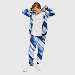 Костюм мужской Синие диагональные полосы на белом фоне, цвет: 3D-черный — фото 2