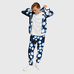 Костюм мужской Бело-синие шестиугольники на чёрном фоне, цвет: 3D-белый — фото 2