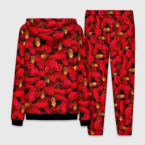 Мужской костюм Красная елка с золотыми шишками / 3D-Черный – фото 2