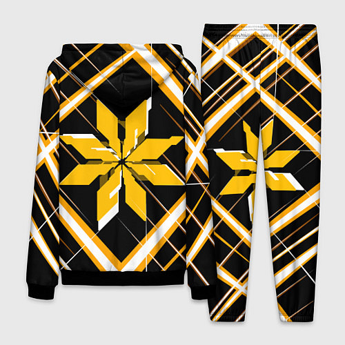 Мужской костюм Жёлто-белая звезда и полосы на чёрном фоне / 3D-Черный – фото 2