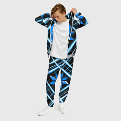 Костюм мужской Сине-белая звезда и полосы на чёрном фоне, цвет: 3D-меланж — фото 2