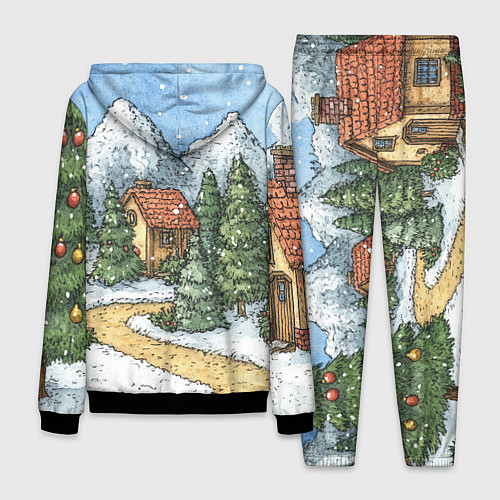 Мужской костюм Новогодний пейзаж / 3D-Черный – фото 2